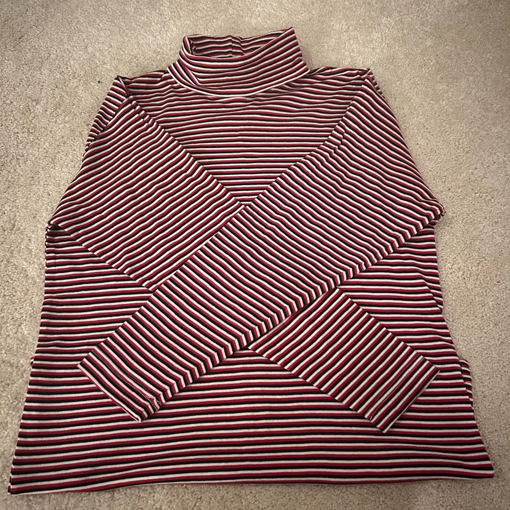 Hunt Club Red and White Striped Turtleneck